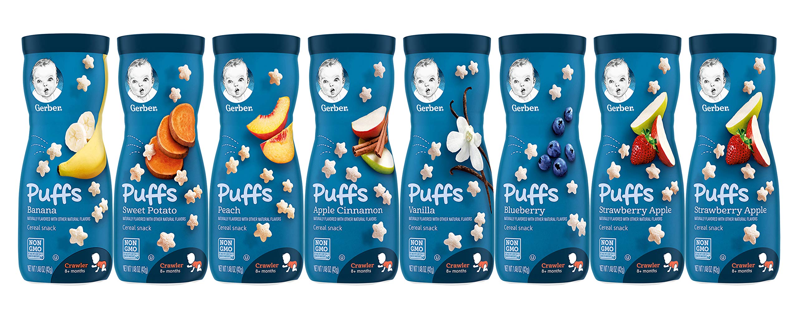 Gerber Puffs VPs Variation (Strawberry AppleBananaSweet PotatoPeachApple CinnamonVanillaBlueberry)