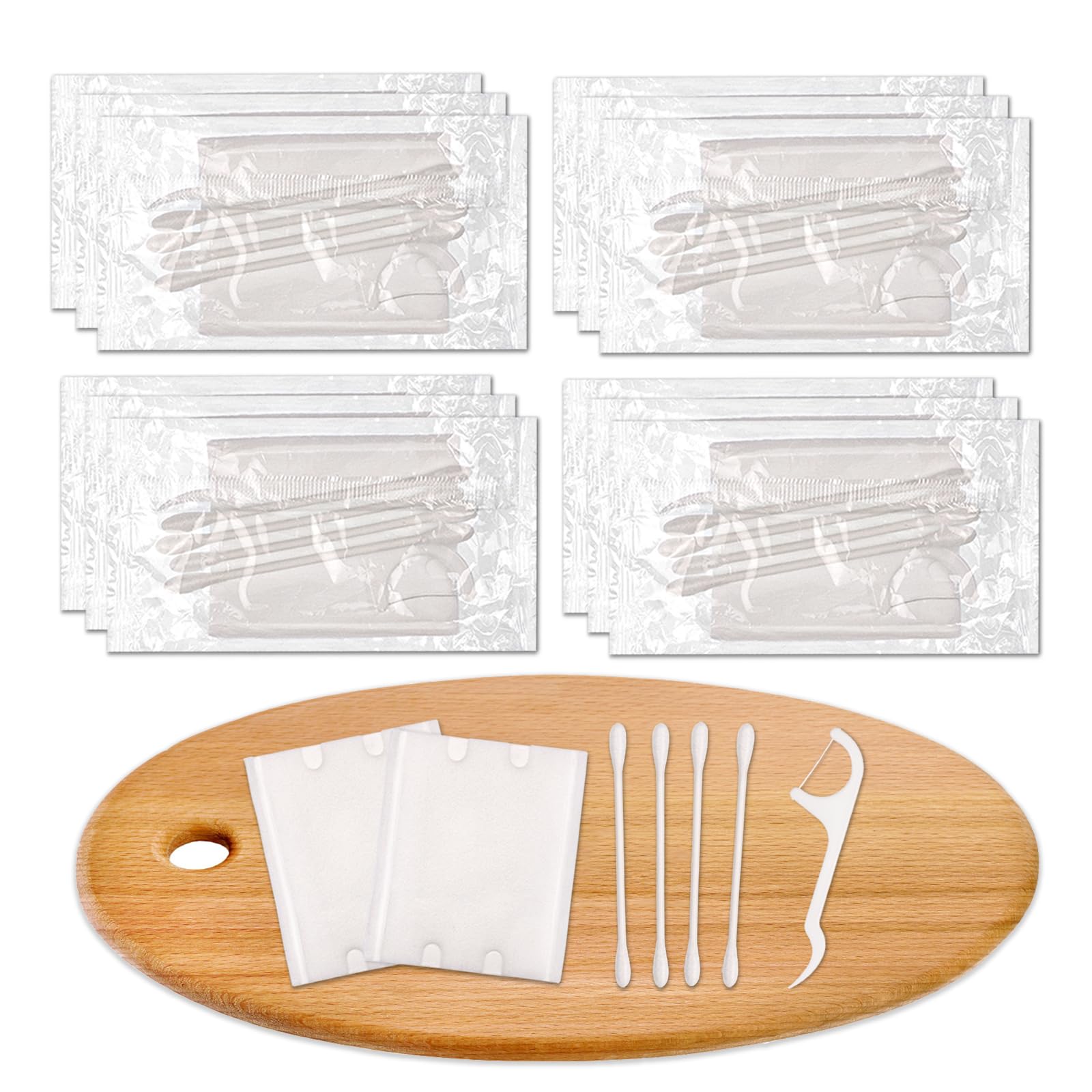 100 Pack Hotel Vanity Kit Individually Wrapped Bulk Hotel Amenities Kit Hospitality Set Amenities Hotel Vanity Set Hygiene Products Include Cotton Pads Cotton Swabs Dental Floss Picks