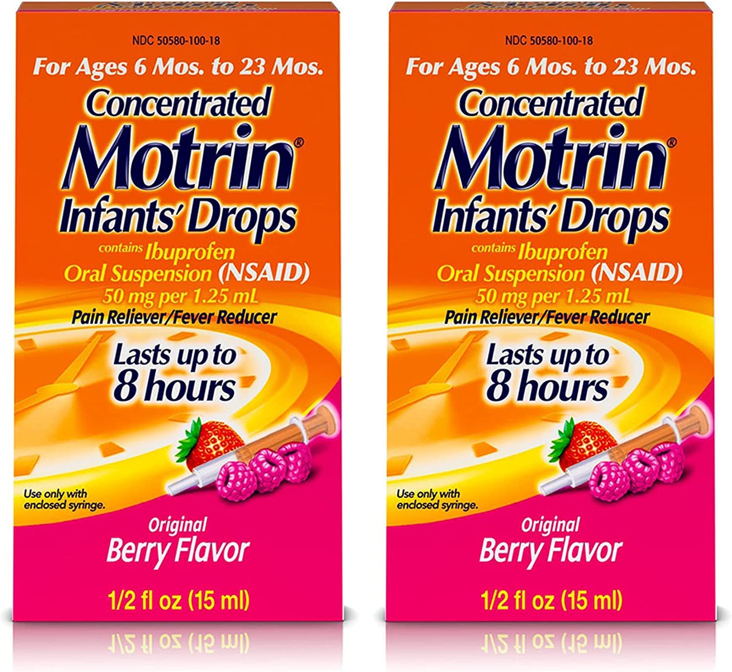 Motrin Infants Concentrated Drops Fever Reducer Ibuprofen Berry Flavored.5 Oz (Pack of 2)