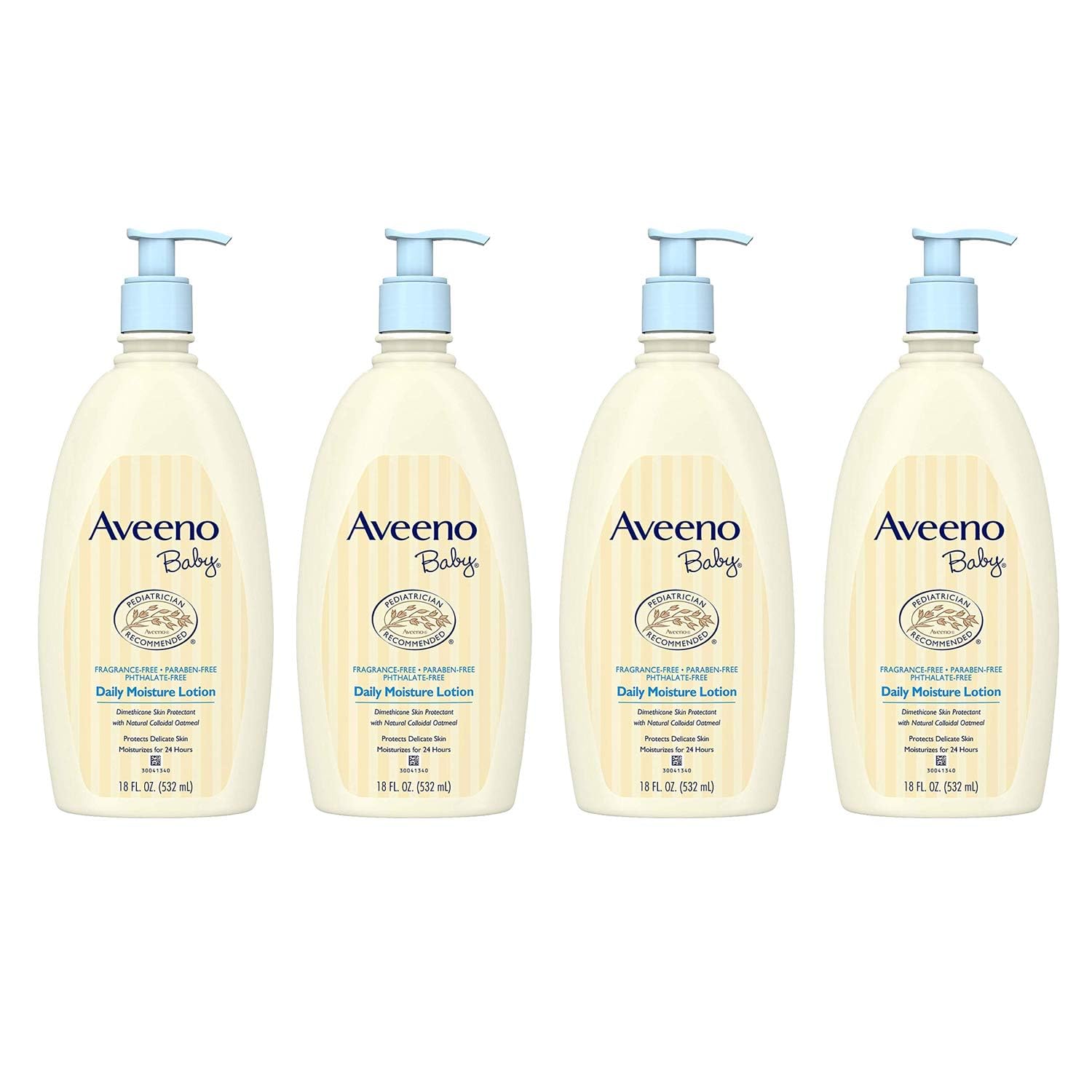 Aveeno Baby Daily Moisture Lotion with Natural Colloidal Oatmeal & Dimethicone Fragrance-Free 18 fl. Oz (Pack Of 4)