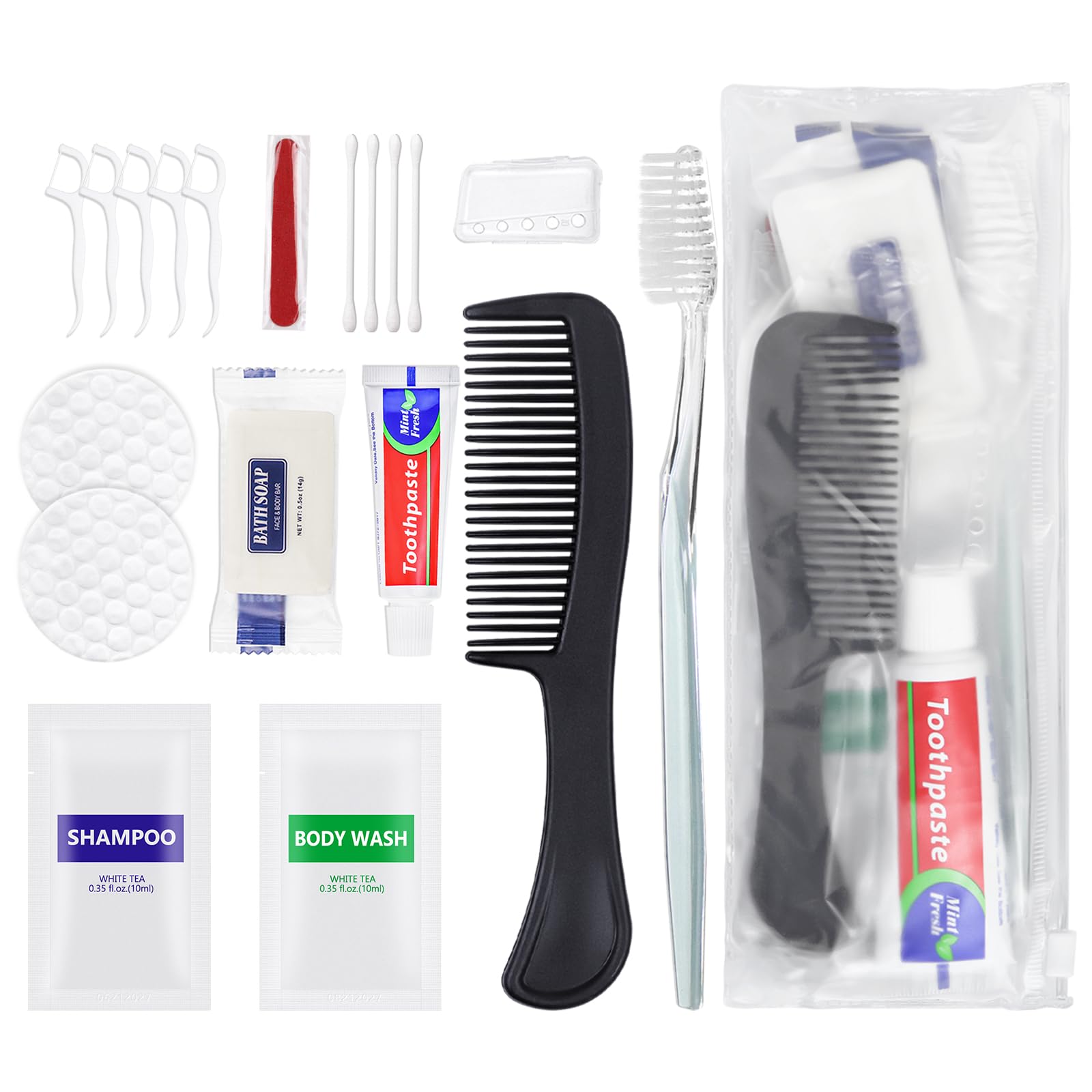20 Sets Personal Hygiene Kit Bulk Disposable Toothbrushes with Toothpaste Floss Comb Soap Cover Shampoo Body Wash and Vanity Kit Toiletry Kits Homeless Supplies Bulk for WomenMenTravelHomeless