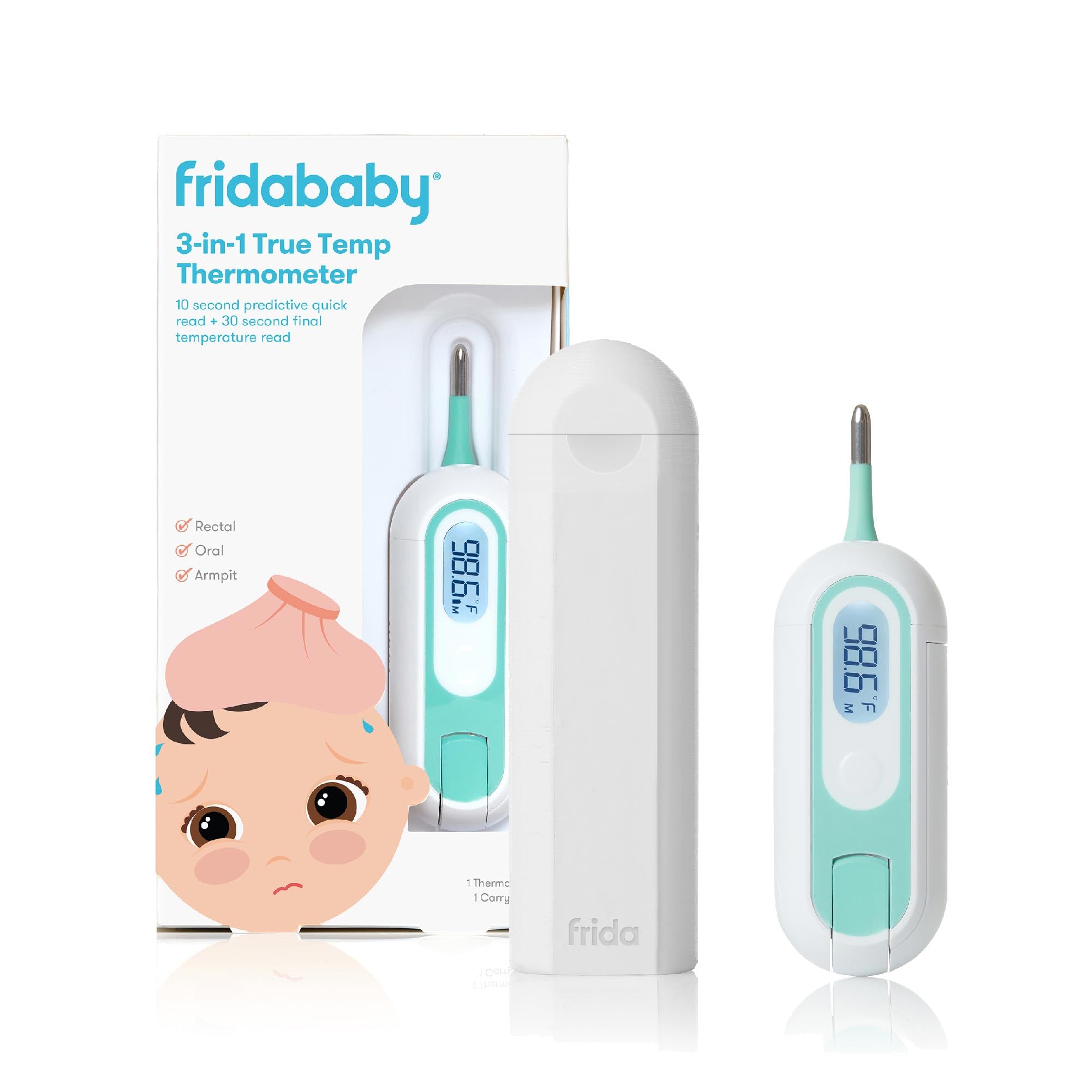 Frida Baby 3-in-1 Rectal Underarm & Oral Thermometer for Kids Digital Baby Thermometer for Infants Toddlers & Kids FSA/HSA Eligible