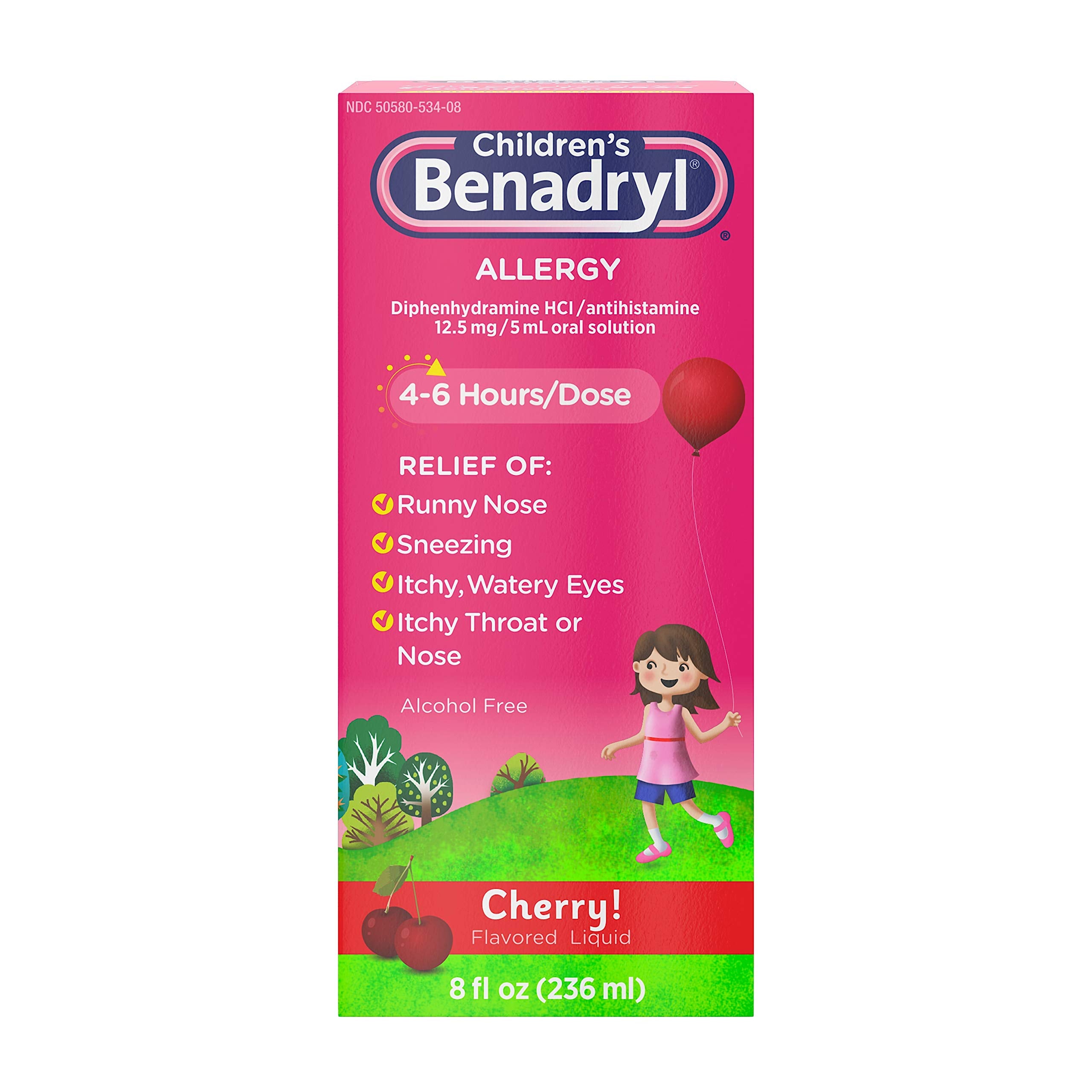 Childrens Benadryl Allergy Liquid 8 Fl. Oz (Pack of 3)