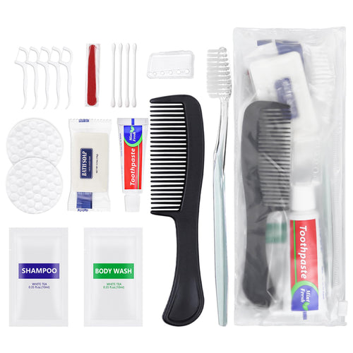20 Sets Personal Hygiene Kit Bulk Disposable Toothbrushes with Toothpaste Floss Comb Soap Cover Shampoo Body Wash and Vanity Kit Toiletry Kits Homeless Supplies Bulk for WomenMenTravelHomeless