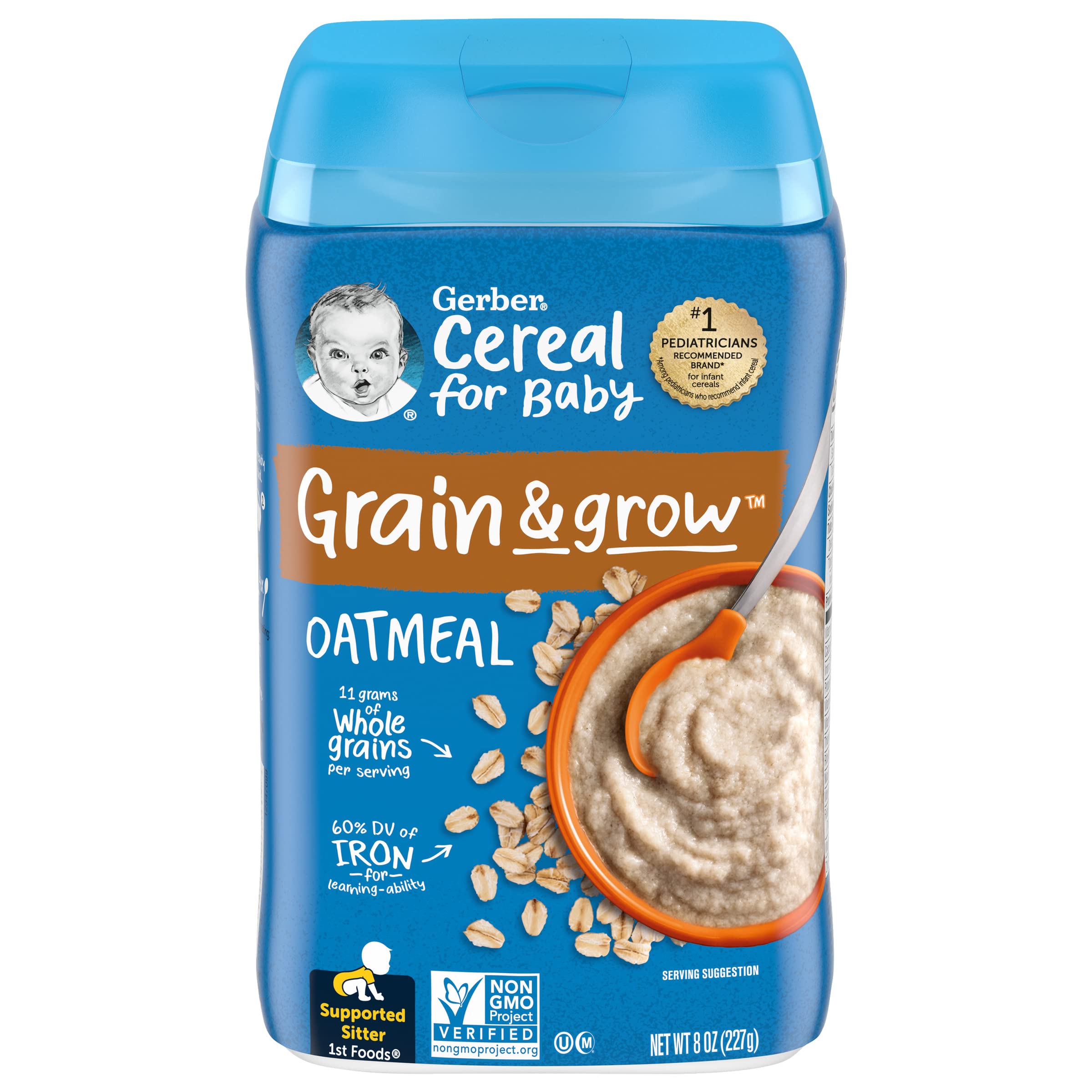 Gerber Stage 1 Baby Food Oatmeal Cereal 8 oz Canister