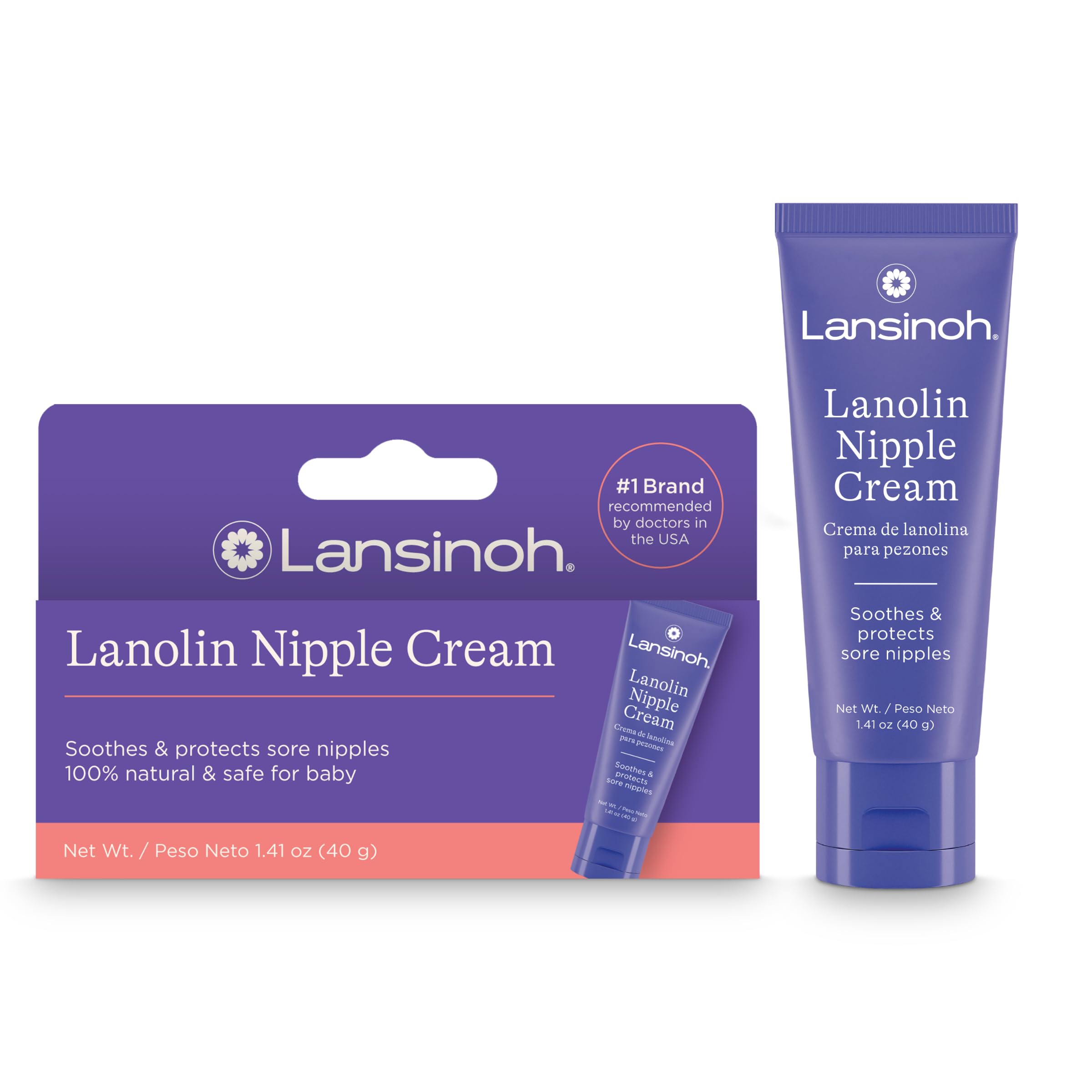 Lansinoh Lanolin Nipple Cream Safe for Breastfeeding Baby 100% Natural Nipple Butter for Mom Breastfeeding Essentials 1.41 Ounces